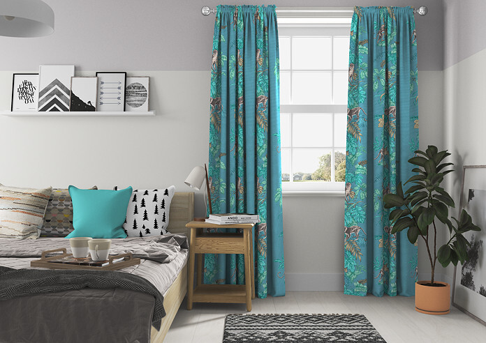 Monkeying Around, Lagoon - Made to Measure Curtains - Image 5